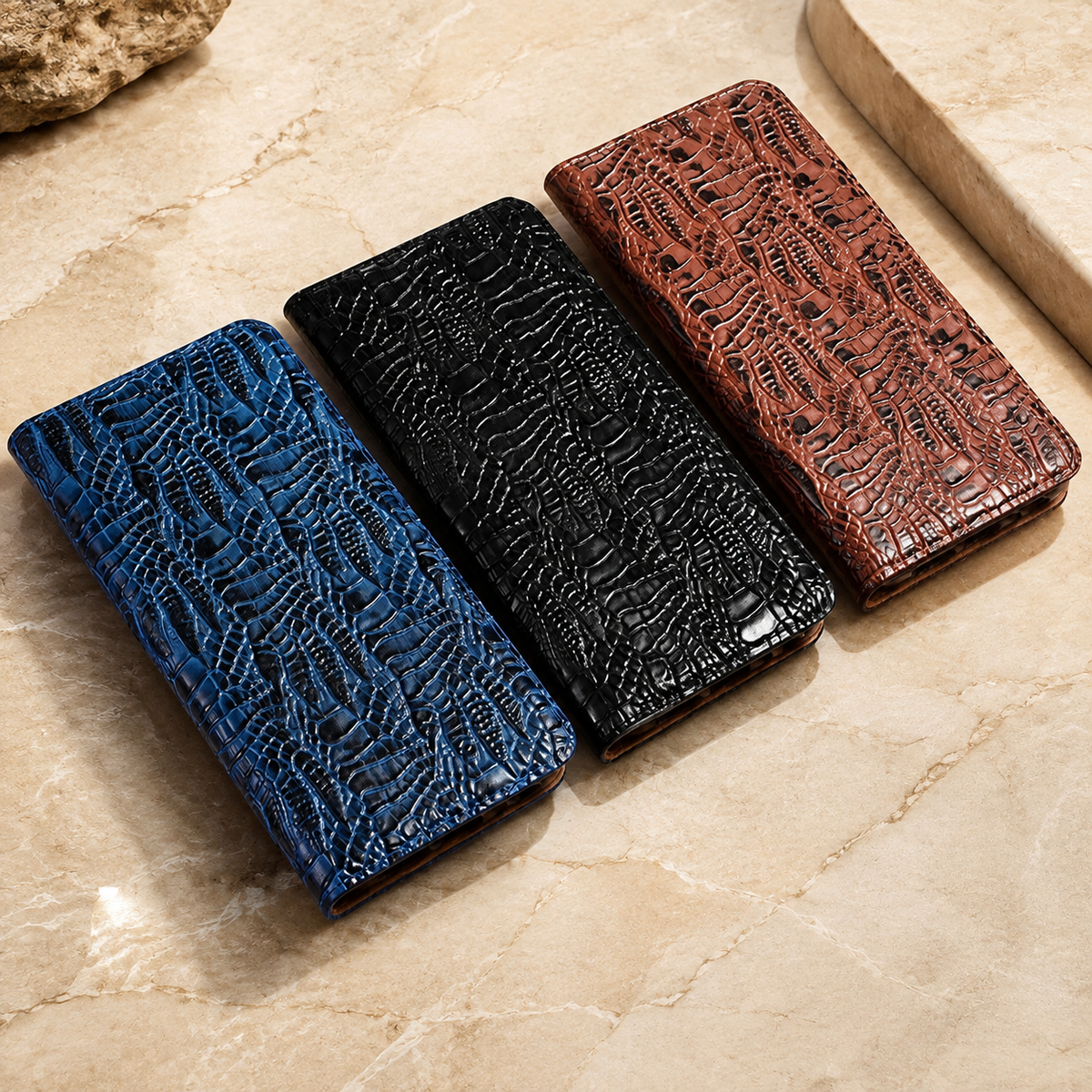 Premium iPhone Case Genuine Leather Flip Cover Card Pocket Non Slip Full Protection Scratch Resistant Soft Interior Slim Wallet Design Matte Daily Use