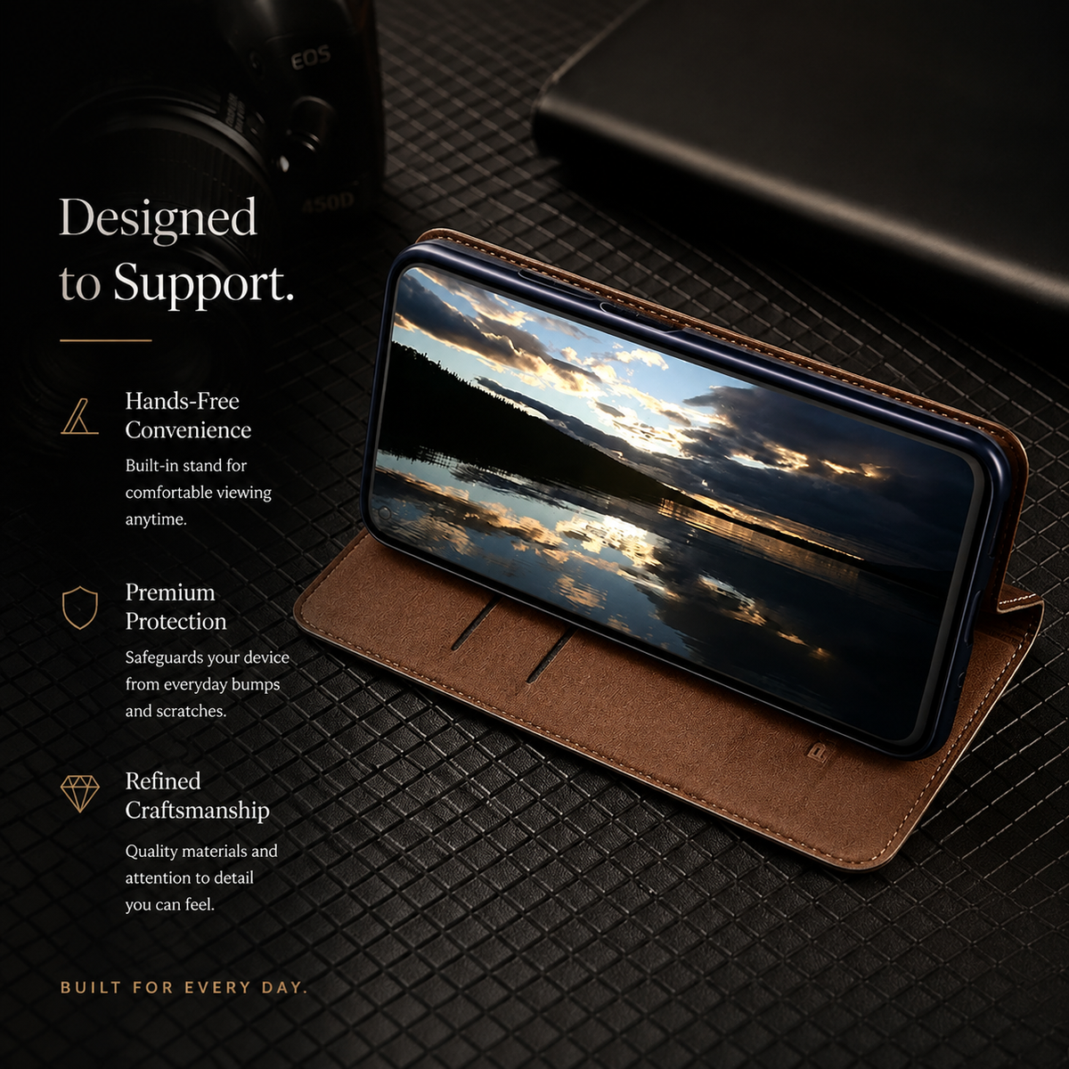 Premium iPhone Case Genuine Leather Flip Wallet Card Holder Kickstand Magnetic Closure Shockproof Protective Cover TPU Full Body Business Slim Design 