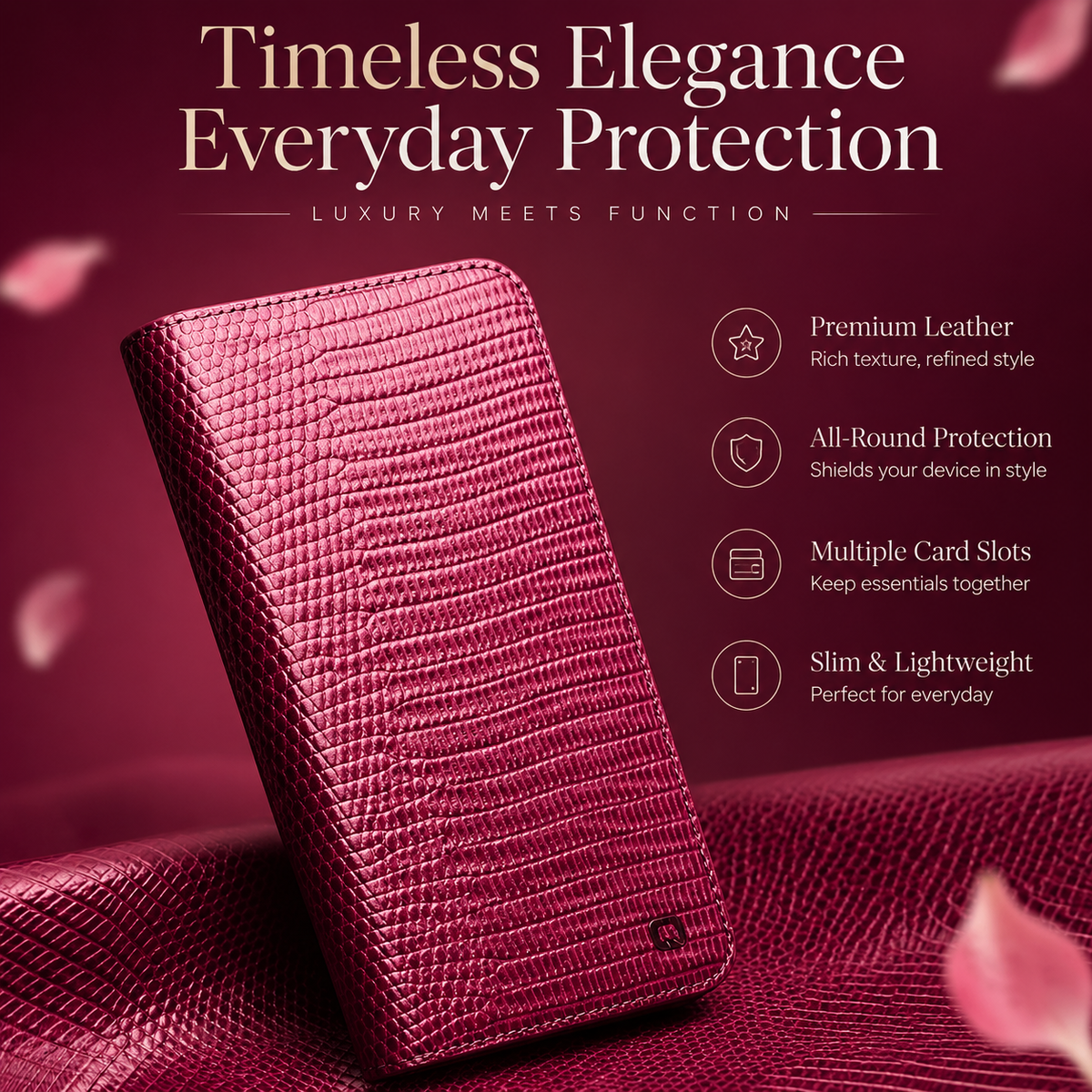 Premium iPhone Case Genuine Leather Flip Wallet Magnetic Closure Kickstand Card Holder Shockproof Dustproof Non Slip Full Coverage Protective Cover