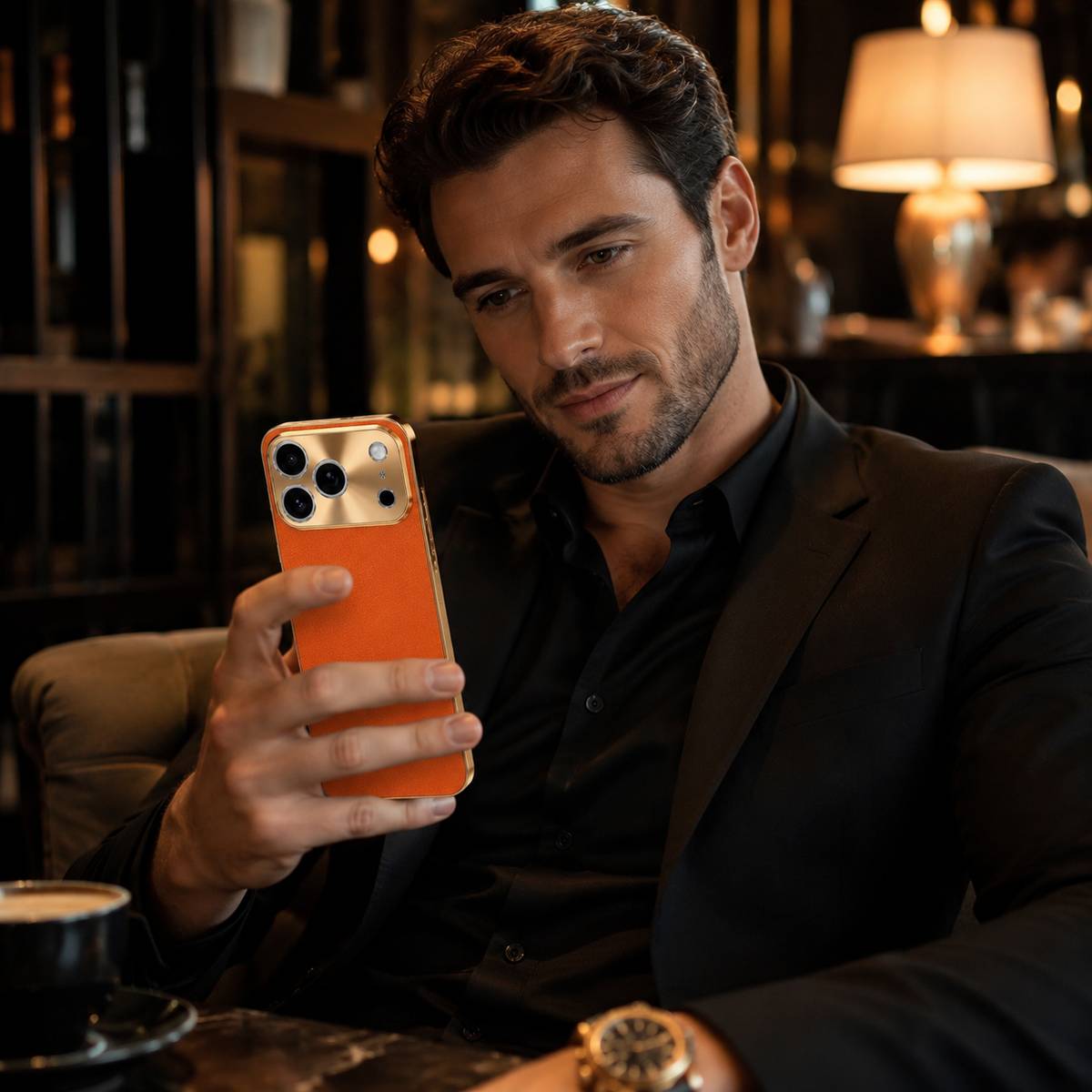 Premium iPhone Case Genuine Leather MagSafe Magnetic Cover Rotating Ring Stand Shockproof Frameless Slim Protective Design Camera Guard Protection Use
