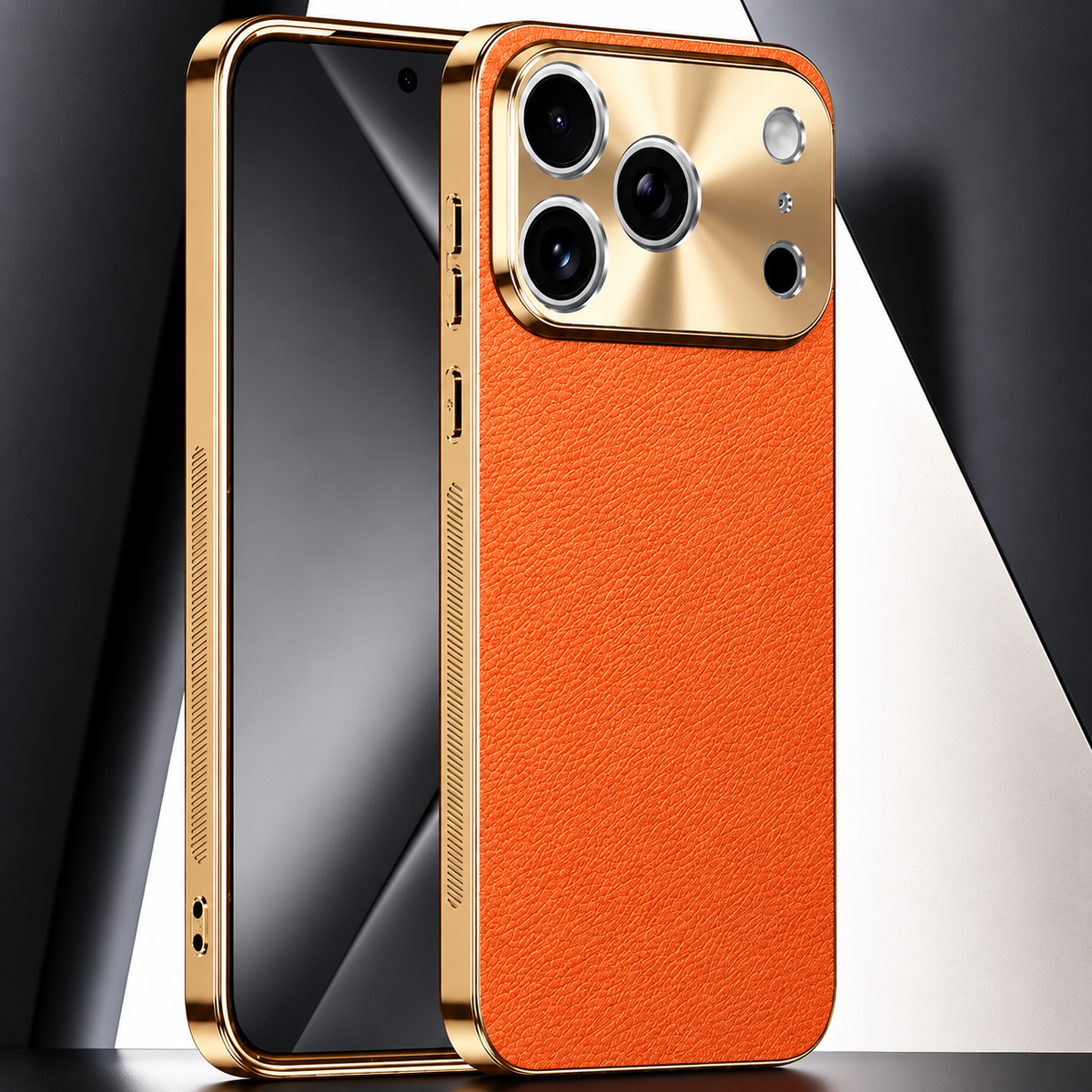 Premium iPhone Case Genuine Leather MagSafe Magnetic Cover Rotating Ring Stand Shockproof Frameless Slim Protective Design Camera Guard Protection Use