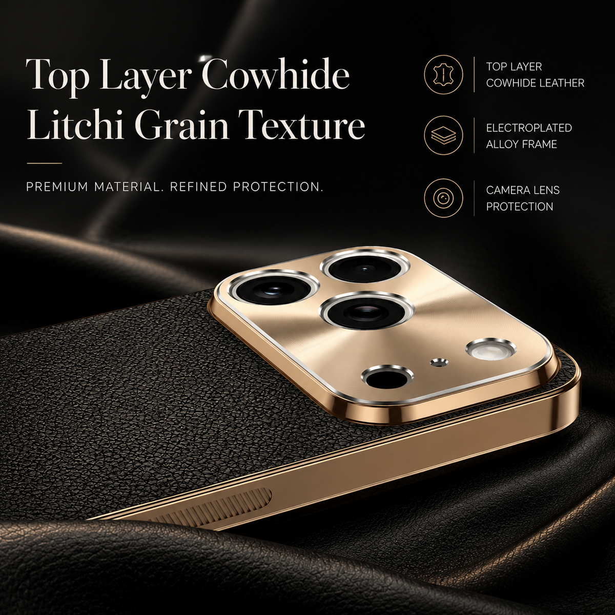 Premium iPhone Case Genuine Leather MagSafe Magnetic Cover Rotating Ring Stand Shockproof Frameless Slim Protective Design Camera Guard Protection Use