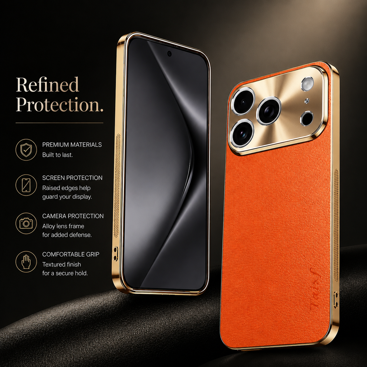 Premium iPhone Case Genuine Leather MagSafe Magnetic Cover Rotating Ring Stand Shockproof Frameless Slim Protective Design Camera Guard Protection Use