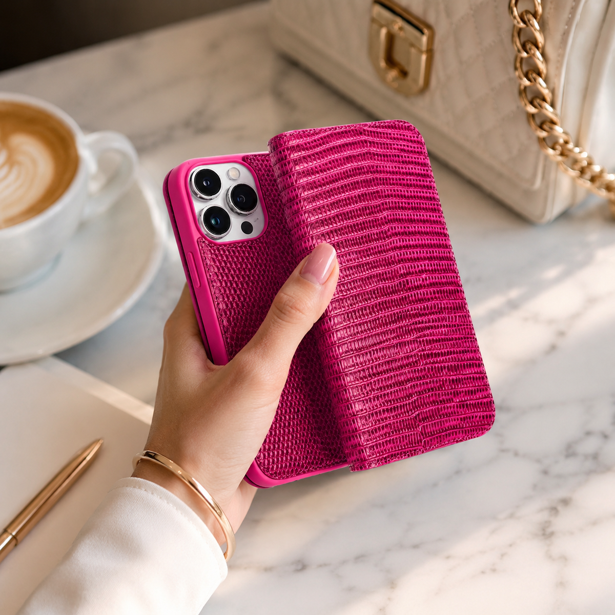 Premium iPhone Case Genuine Leather Wallet Flip Cover Card Holder Anti Scratch Slim Full Coverage Protective Cover Lightweight Magnetic Closure Design