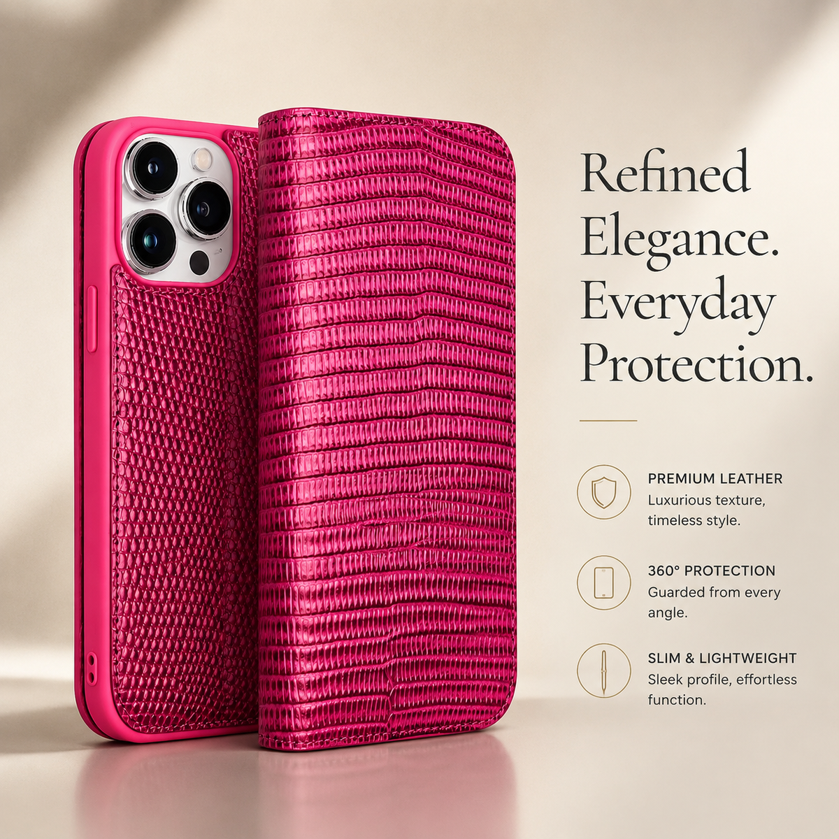 Premium iPhone Case Genuine Leather Wallet Flip Cover Card Holder Anti Scratch Slim Full Coverage Protective Cover Lightweight Magnetic Closure Design