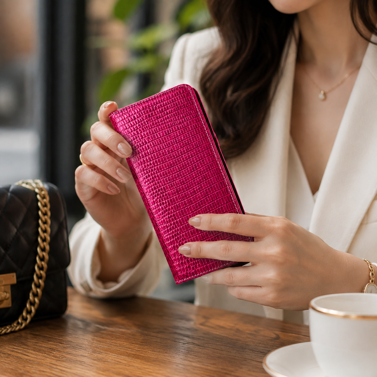 Premium iPhone Case Genuine Leather Wallet Flip Cover Magnetic Closure Kickstand Shockproof Full Body Protection Card Holder Luxury Design