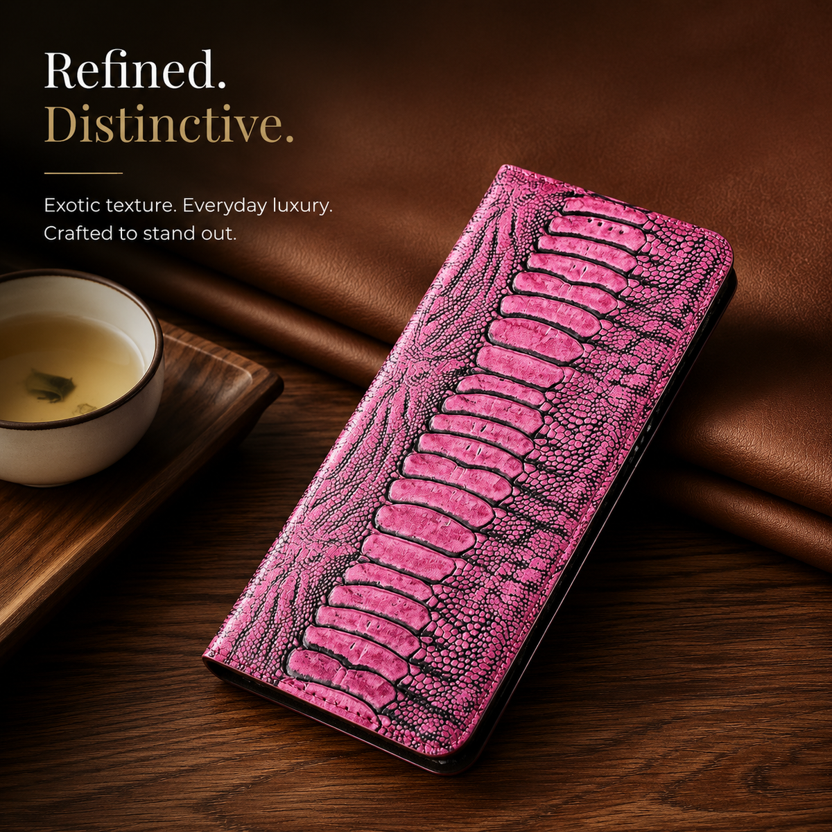 Premium iPhone Case Genuine Leather Wallet MagSafe Compatible Flip Cover Card Holder Magnetic Closure Shockproof Camera Protection Slim Elegant Design