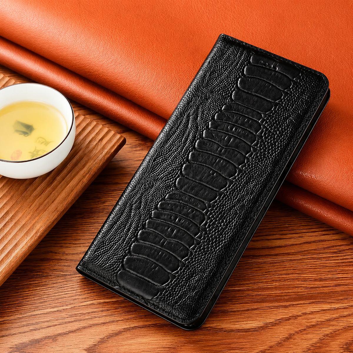 Premium iPhone Case Genuine Leather Wallet MagSafe Compatible Flip Cover Card Holder Magnetic Closure Shockproof Camera Protection Slim Elegant Design