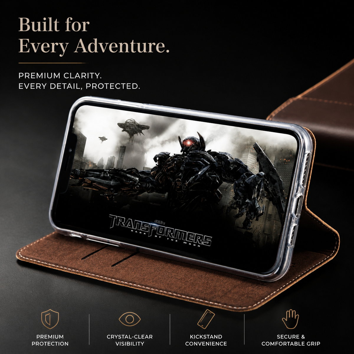 Premium iPhone Case Genuine Leather Wallet MagSafe Compatible Flip Cover Card Holder Magnetic Closure Shockproof Camera Protection Slim Elegant Design