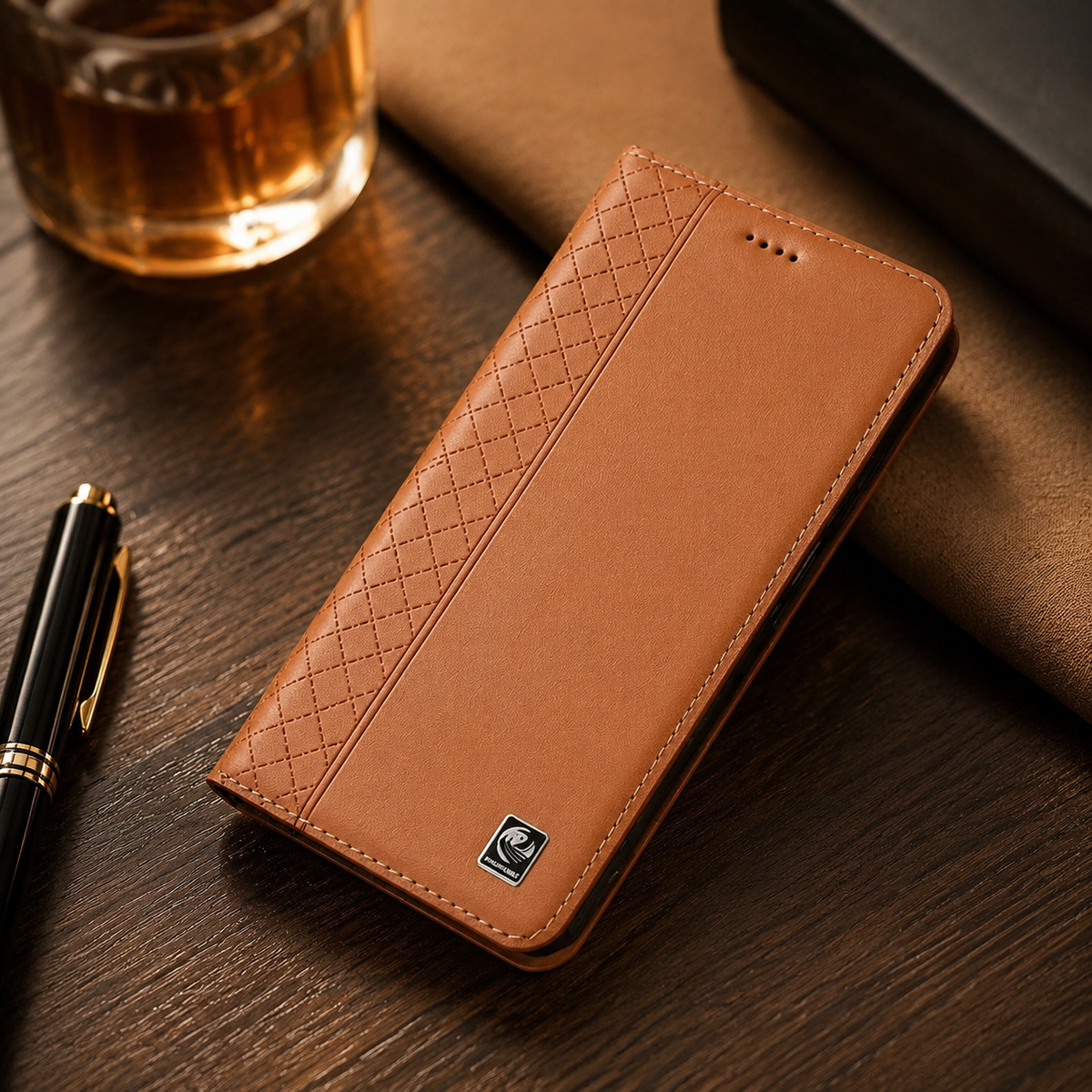 Premium iPhone Case Genuine Nappa Leather Wallet Flip Cover Card Holder Magnetic Closure Shockproof Full Body Stand Slim Business Design