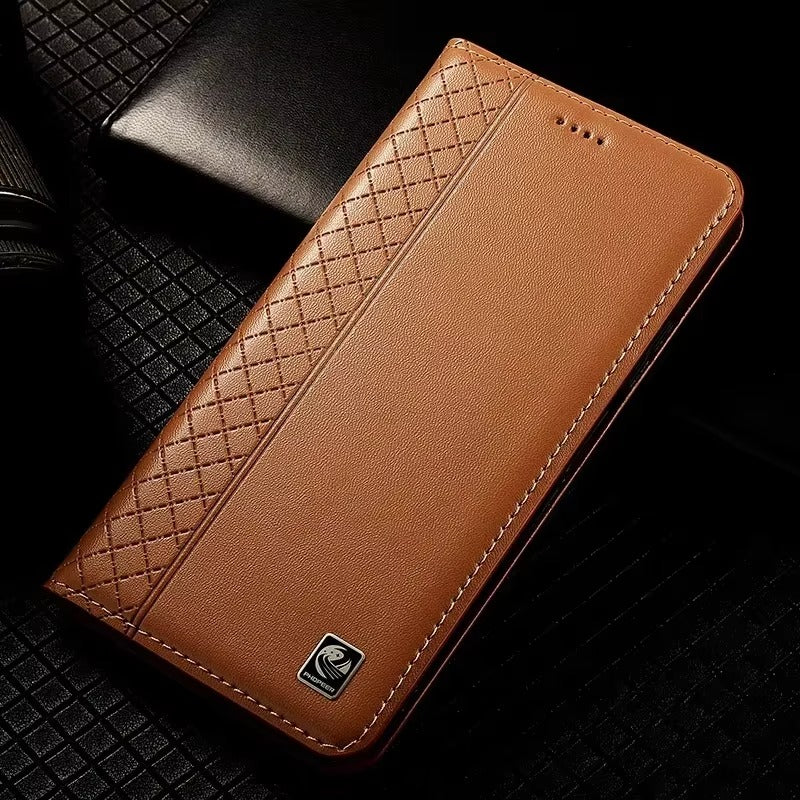 Premium iPhone Case Genuine Nappa Leather Wallet Flip Cover Card Holder Magnetic Closure Shockproof Full Body Stand Slim Business Design