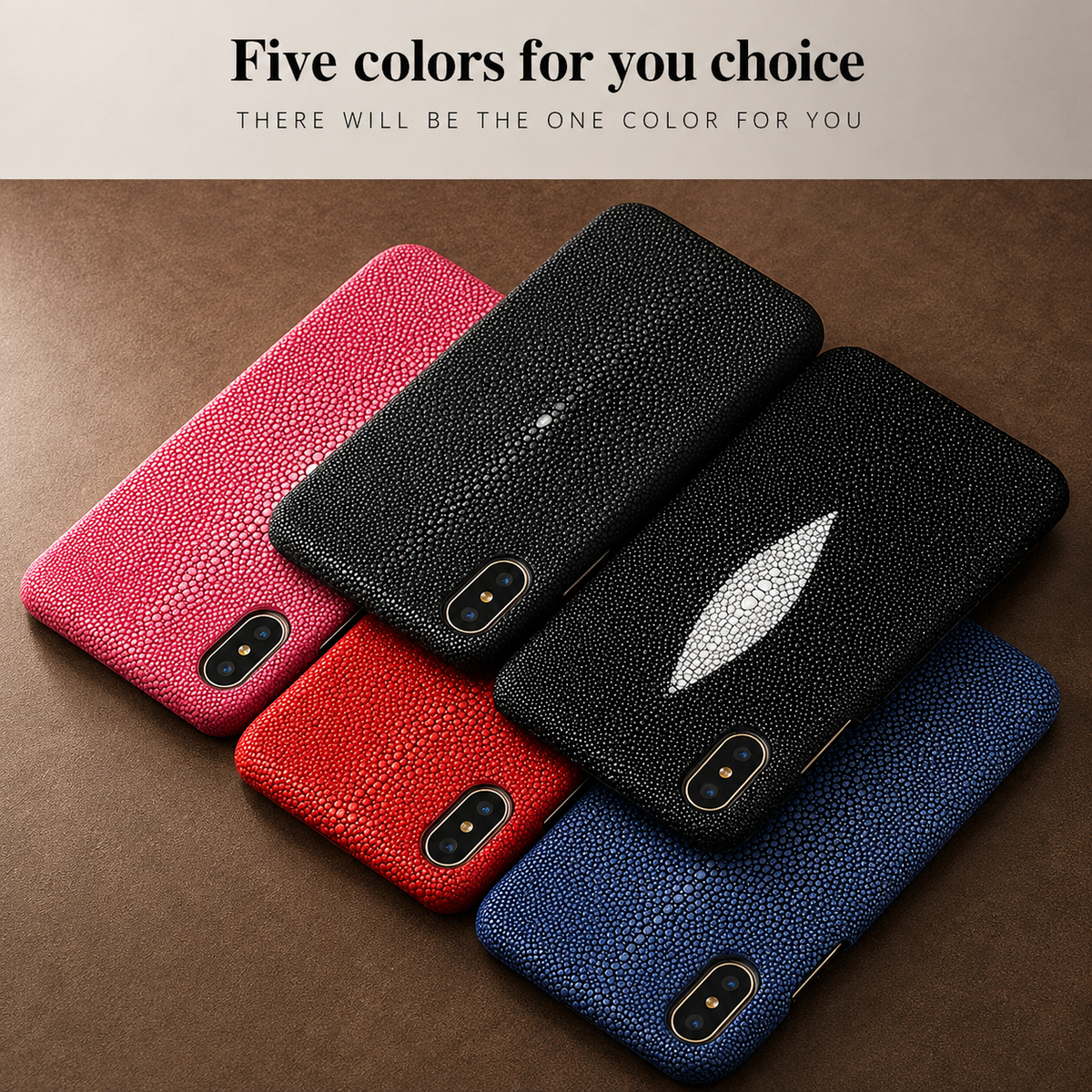 Premium iPhone Case Genuine Stingray Leather Shockproof Half Wrapped Lightweight Anti Scratch Anti Fingerprint Dustproof Non Slip Protective Fit Cover