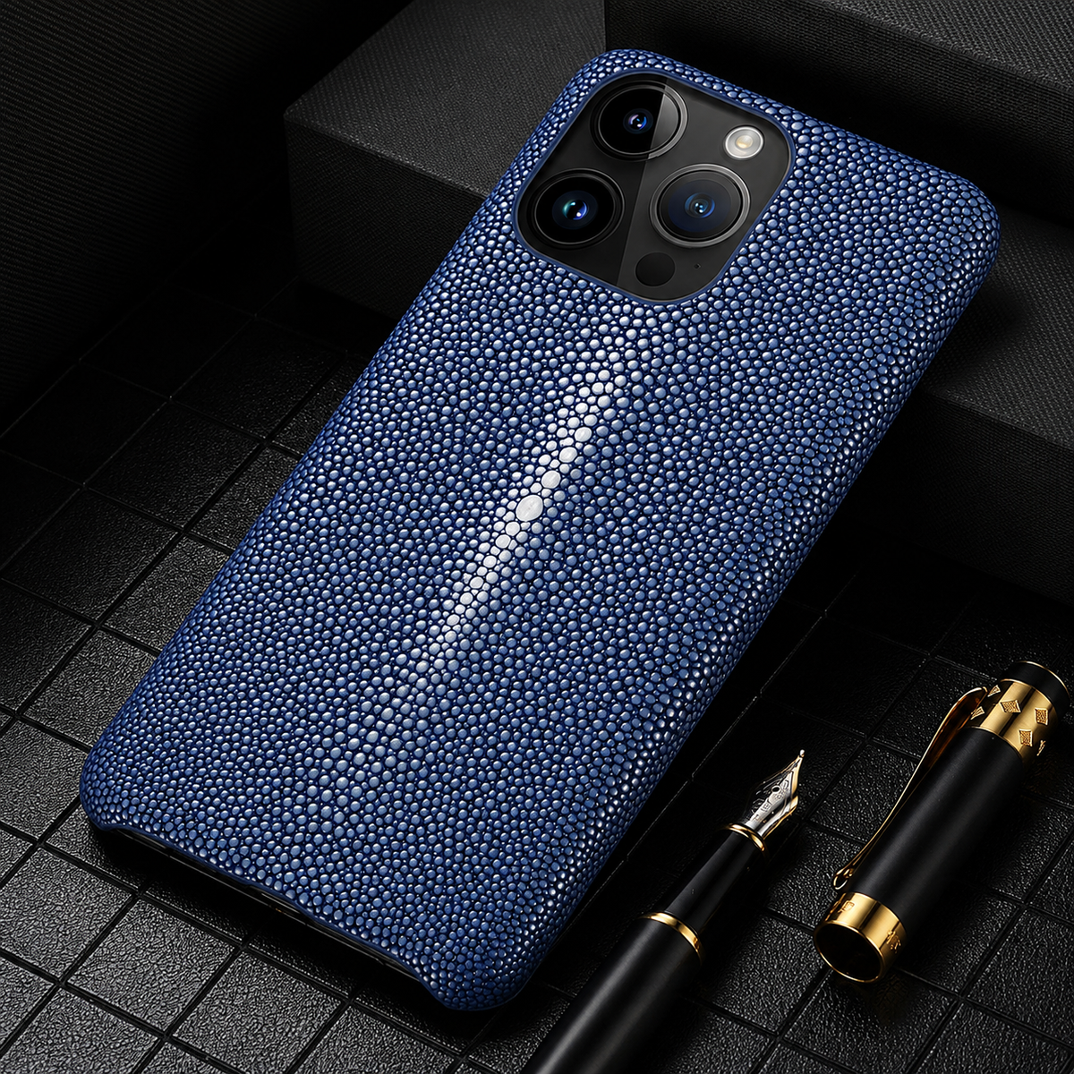 Premium iPhone Case Genuine Stingray Leather Shockproof Half Wrapped Lightweight Anti Scratch Anti Fingerprint Dustproof Non Slip Protective Fit Cover