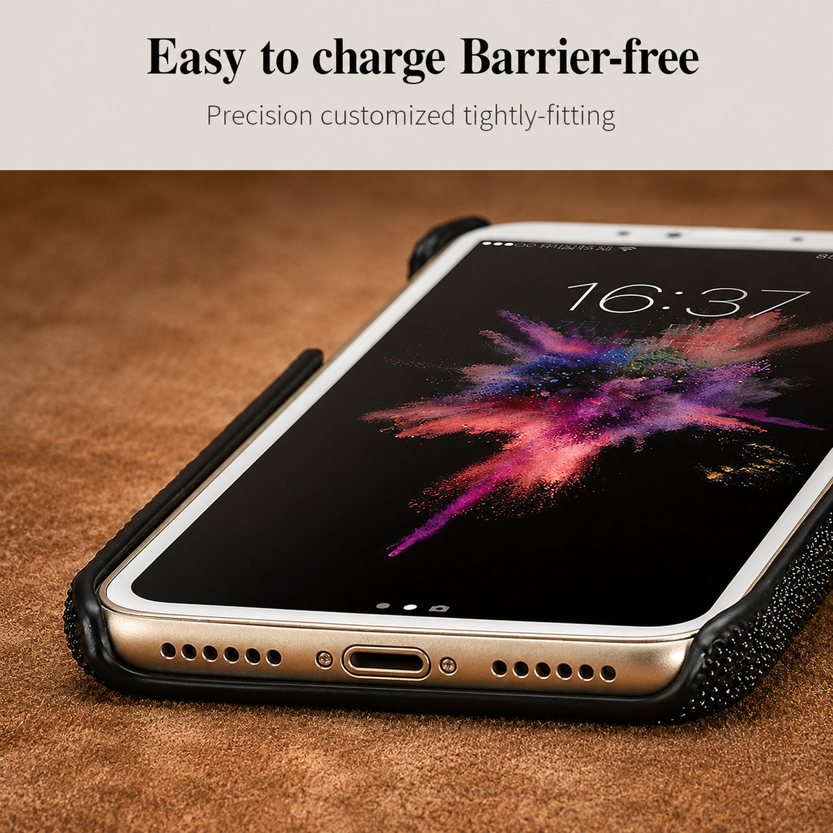 Premium iPhone Case Genuine Stingray Leather Shockproof Half Wrapped Lightweight Anti Scratch Anti Fingerprint Dustproof Non Slip Protective Fit Cover