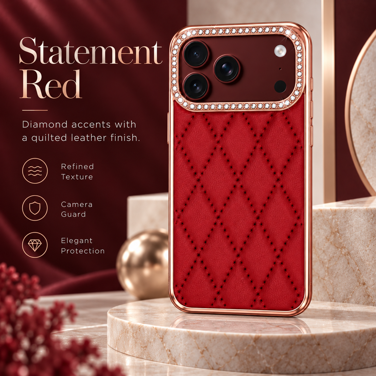 Premium iPhone Case Golden Glitter Diamond Leather Hinge Protection Foldable Cover Glass Screen Protector Shockproof Slim Luxury Protective Phone Cover Case