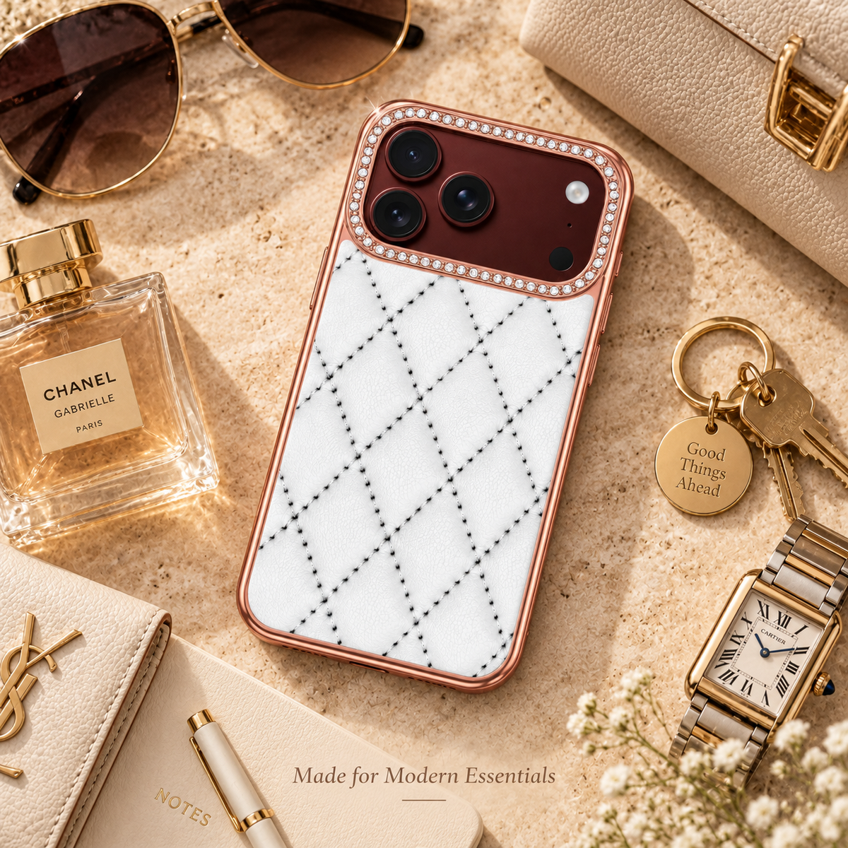 Premium iPhone Case Golden Glitter Diamond Leather Hinge Protection Foldable Cover Glass Screen Protector Shockproof Slim Luxury Protective Phone Cover Case