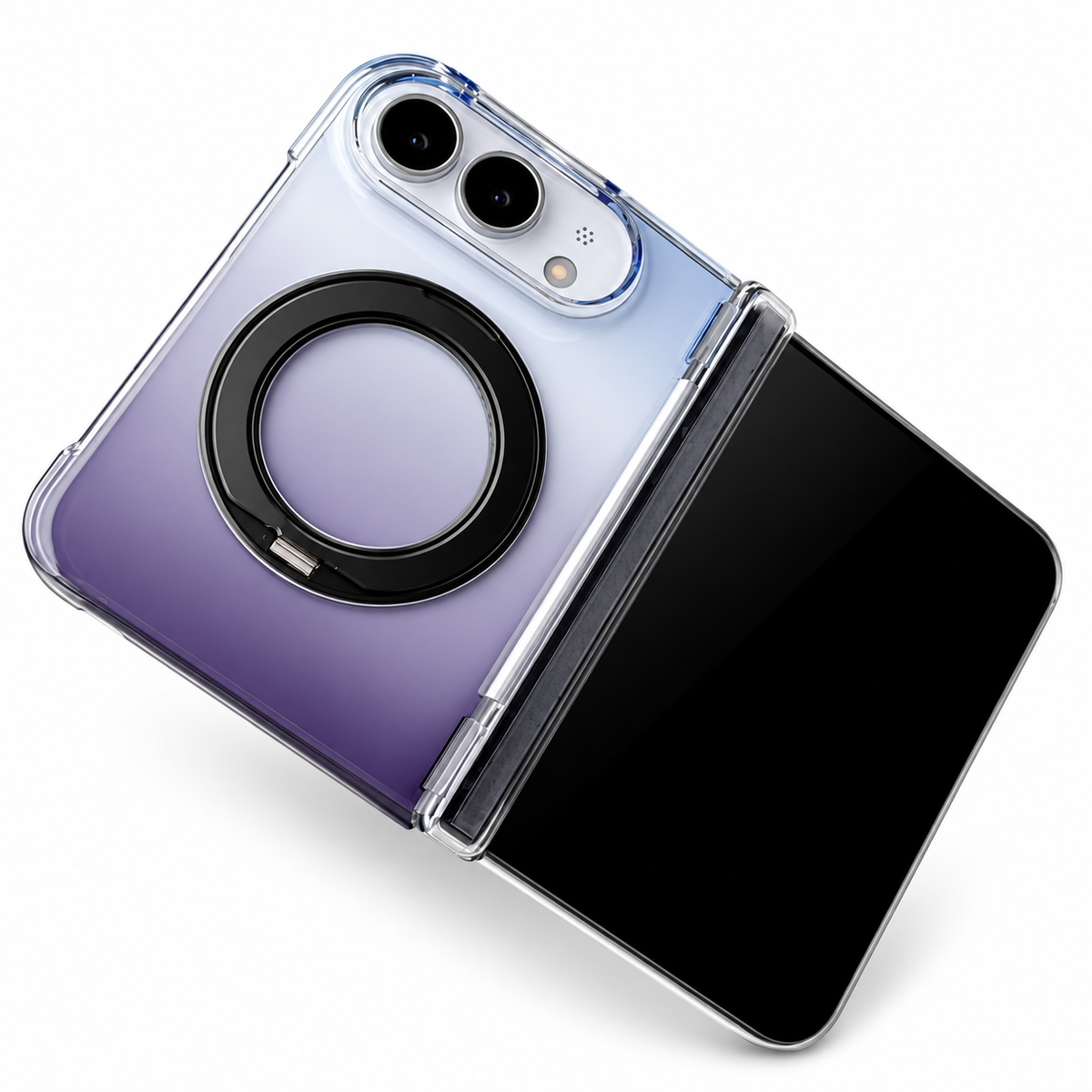 Premium iPhone Case Gradient Magnetic Rotating Folding Stand Foldable Cover Hinge Protection Shockproof Anti Drop Durable Slim Protective Phone Cover Case