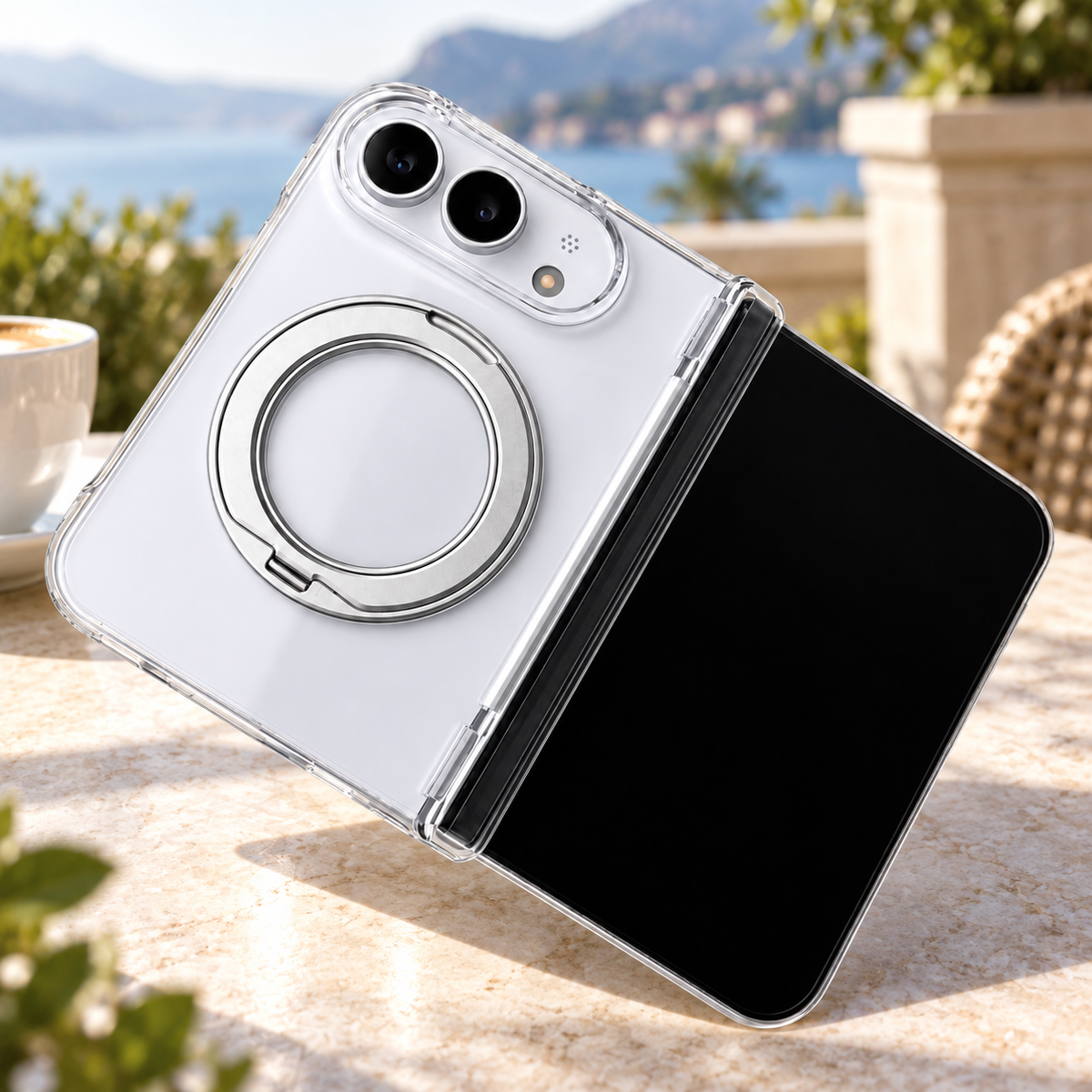 Premium iPhone Case Gradient Magnetic Rotating Folding Stand Foldable Cover Hinge Protection Shockproof Anti Drop Durable Slim Protective Phone Cover Case