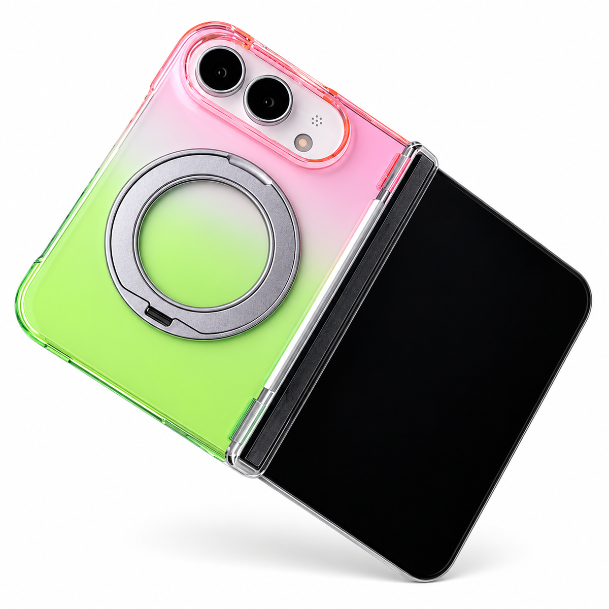 Premium iPhone Case Gradient Magnetic Rotating Folding Stand Foldable Cover Hinge Protection Shockproof Anti Drop Durable Slim Protective Phone Cover Case
