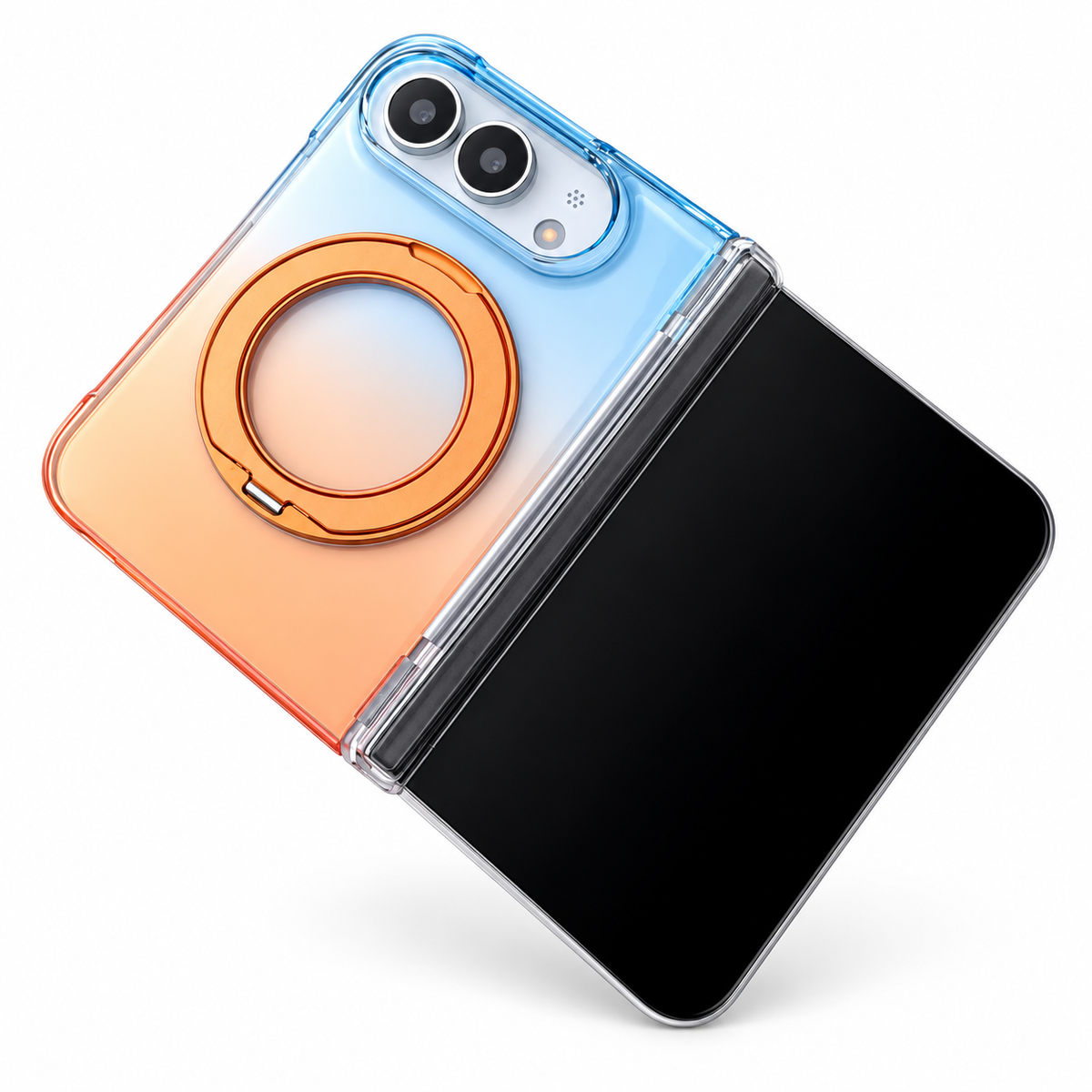 Premium iPhone Case Gradient Magnetic Rotating Folding Stand Foldable Cover Hinge Protection Shockproof Anti Drop Durable Slim Protective Phone Cover Case