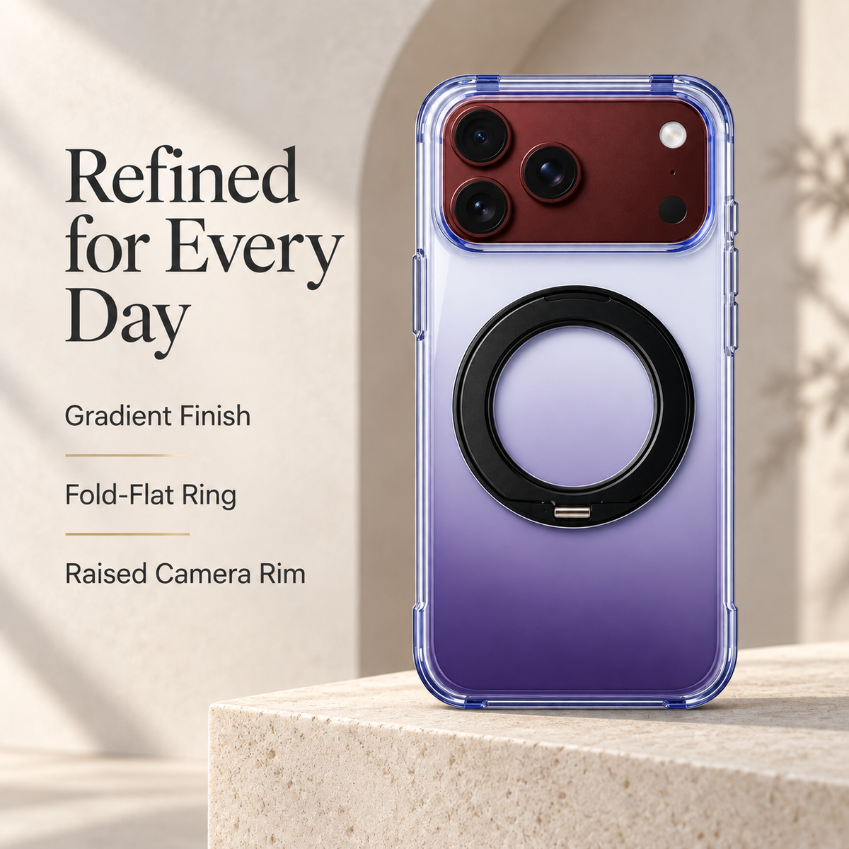 Premium iPhone Case Gradient Magnetic Rotating Folding Stand Hinge Shockproof Slim Durable Anti Drop Protective Tough Stylish Phone Cover Case with Grip