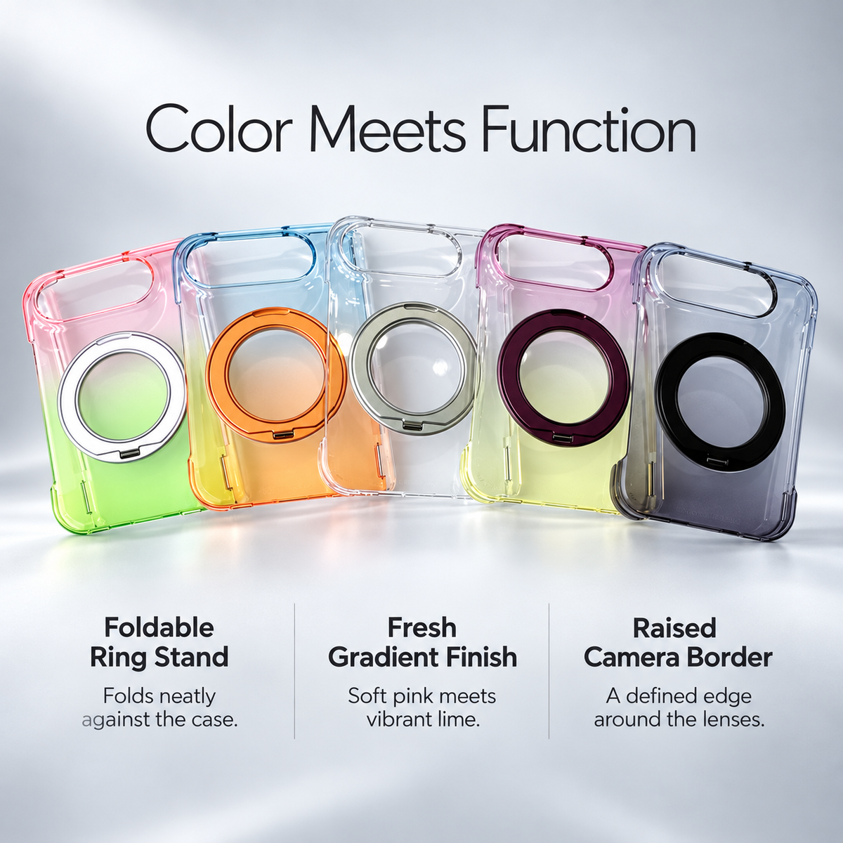 Premium iPhone Case Gradient Magnetic Rotating Folding Stand Hinge Shockproof Slim Durable Anti Drop Protective Tough Stylish Phone Cover Case with Grip