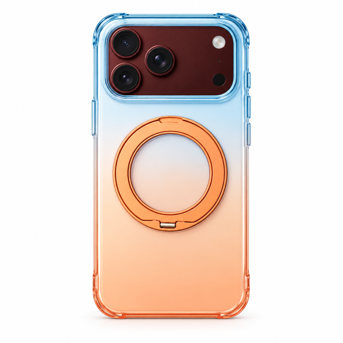 Premium iPhone Case Gradient Magnetic Rotating Folding Stand Hinge Shockproof Slim Durable Anti Drop Protective Tough Stylish Phone Cover Case with Grip