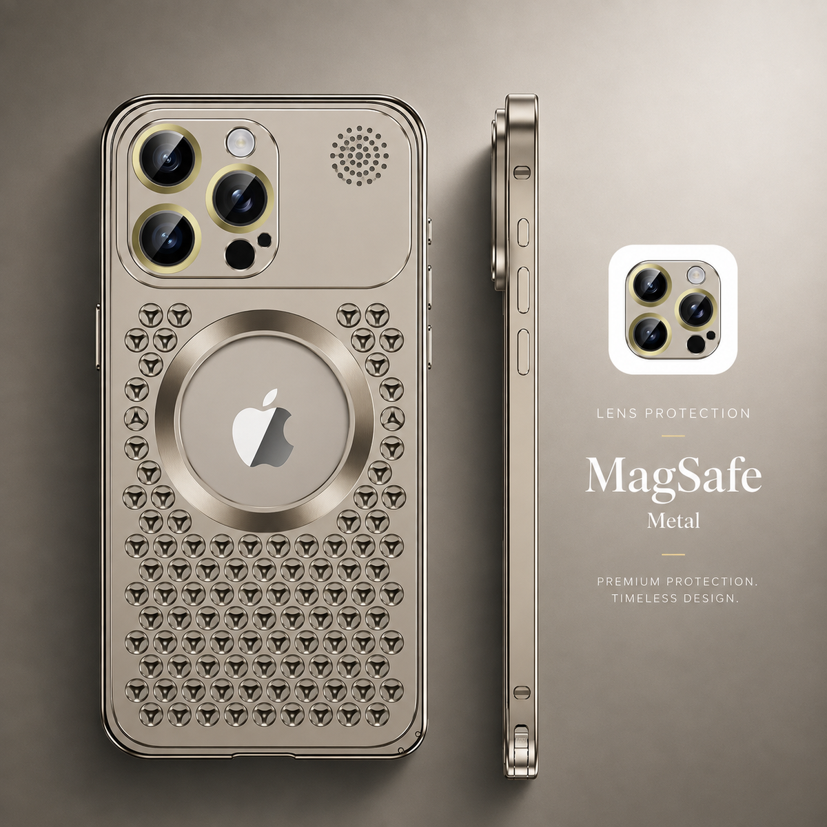 Premium iPhone Case Heat Dissipation Magnetic Aluminum Cover MagSafe Compatible Dual Layer Shockproof Slim Scratch Resistant Protective Finish Designs