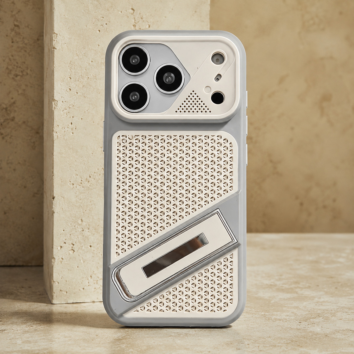 Premium iPhone Case Heat Dissipation Shockproof Acrylic Protective Cover Built In Holder Kickstand Non Slip Slim Lightweight Cooling Bumper Hard Back Case