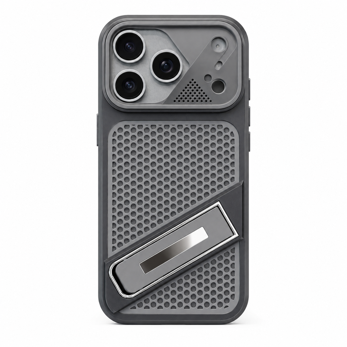 Premium iPhone Case Heat Dissipation Shockproof Acrylic Protective Cover Built In Holder Kickstand Non Slip Slim Lightweight Cooling Bumper Hard Back Case