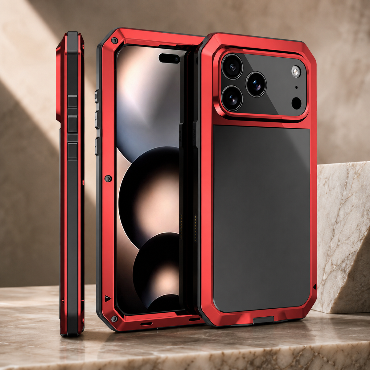 Premium iPhone Case Heavy Duty Aluminum Armor 360 Full Body Shockproof Protective Cover Anti Scratch Anti Fingerprint Non Slip Reinforced Rugged Case