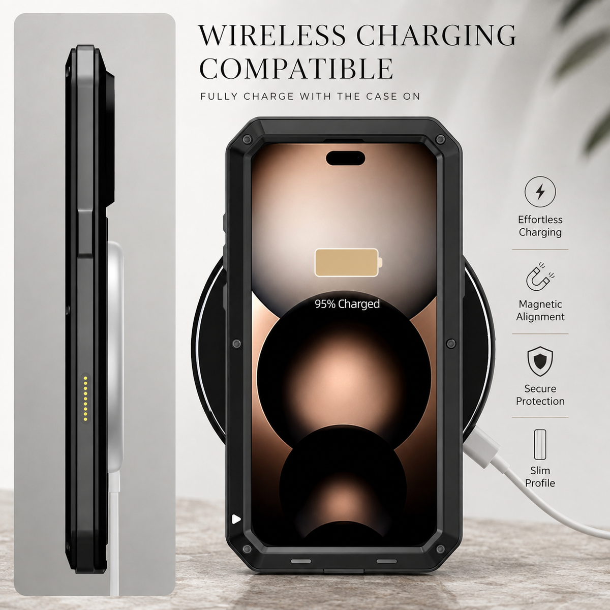 Premium iPhone Case Heavy Duty Aluminum Armor 360 Full Body Shockproof Protective Cover Anti Scratch Anti Fingerprint Non Slip Reinforced Rugged Case
