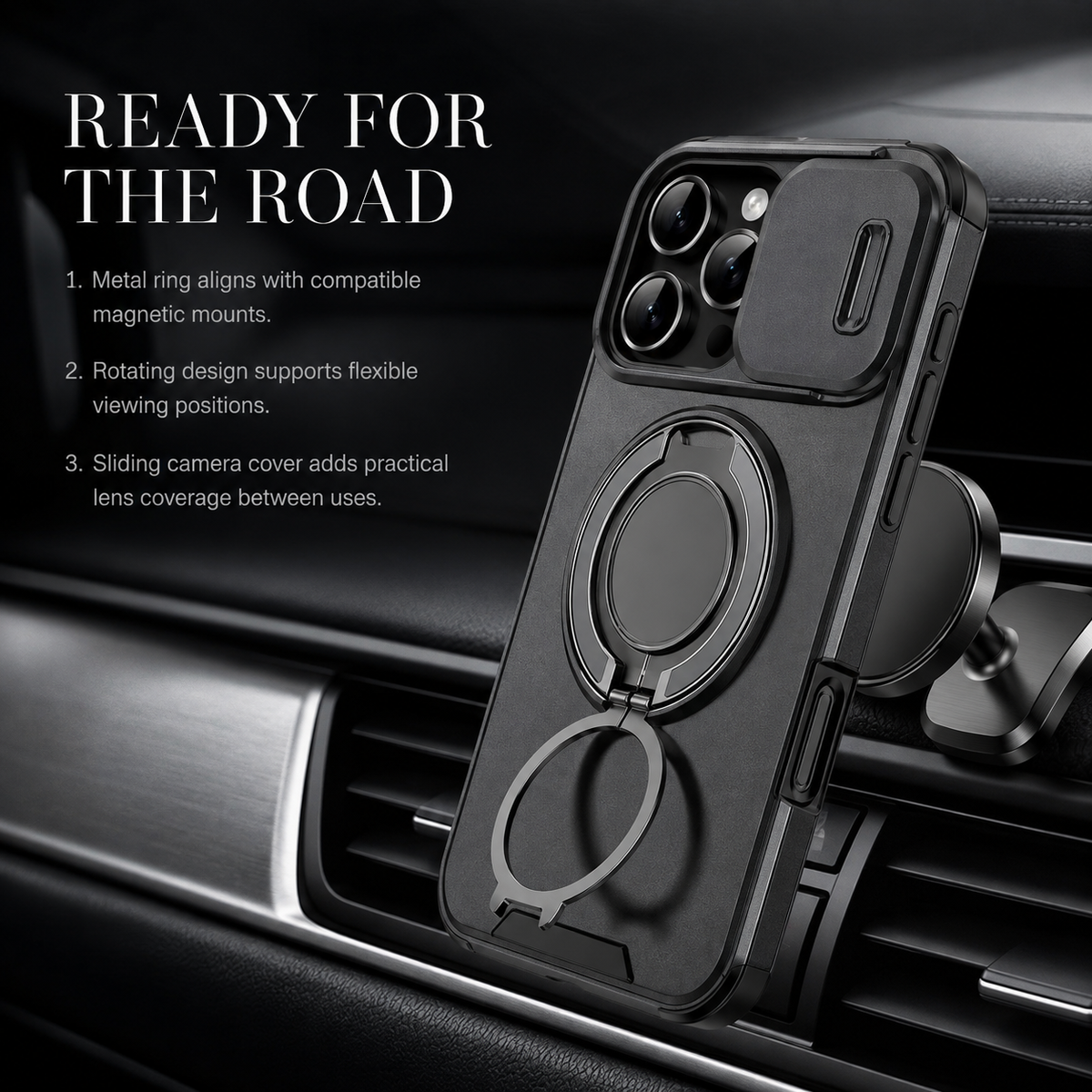 Premium iPhone Case Heavy Duty Armor Shockproof Magnetic Car Mount Stand Holder Anti Drop Rugged Slim Durable Tough Full Protective Phone Cover Shell Case