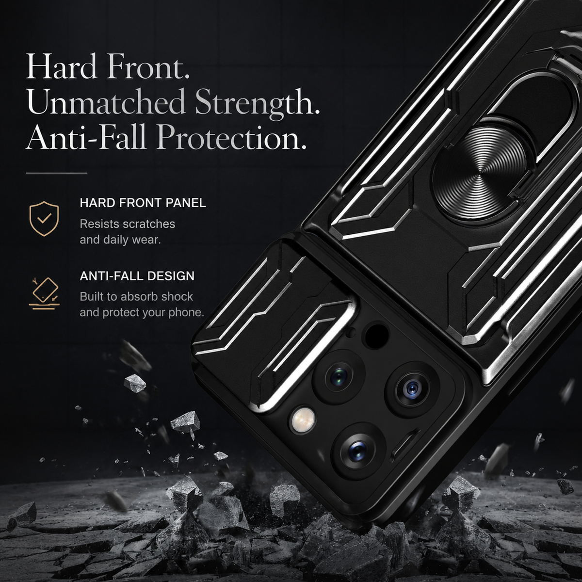 Premium iPhone Case Heavy Duty Card Pocket Dual Layer Shockproof Armor 360° Ring Stand Magnetic Mount Compatible Rugged Protective Cover for Daily Use