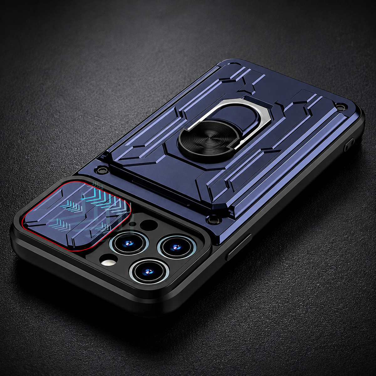 Premium iPhone Case Heavy Duty Card Pocket Dual Layer Shockproof Armor 360° Ring Stand Magnetic Mount Compatible Rugged Protective Cover for Daily Use