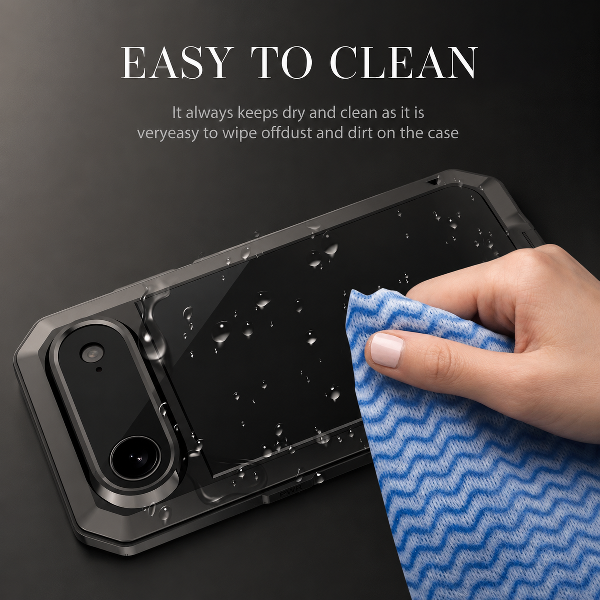 Premium iPhone Case Heavy Duty Metal Shockproof Built In Glass Screen Protector TPU PC Armor Anti Scratch Rugged Protective Cover Raised Edge Design