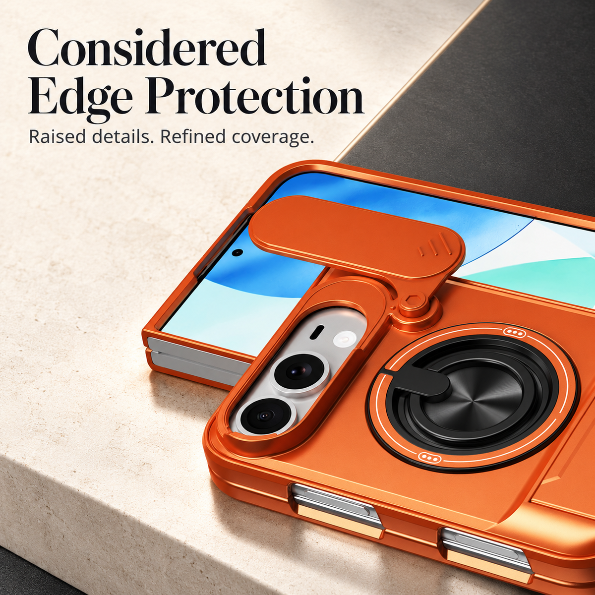 Premium iPhone Case Heavy Duty Rugged Armor Magnetic Ring Stand Slide Camera Protection Foldable Stand Cover Shockproof Tough Durable Protective Phone Case