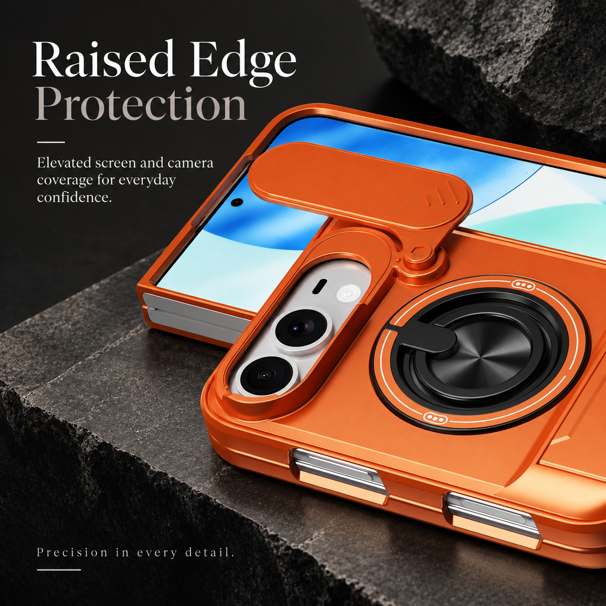 Premium iPhone Case Heavy Duty Rugged Armor Magnetic Ring Stand Slide Camera Protection Foldable Stand Cover Shockproof Tough Durable Protective Phone Case