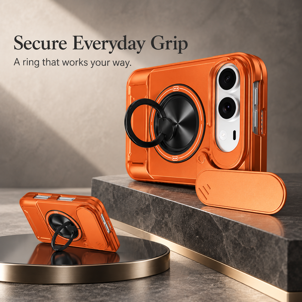 Premium iPhone Case Heavy Duty Rugged Armor Magnetic Ring Stand Slide Camera Protection Foldable Stand Cover Shockproof Tough Durable Protective Phone Case