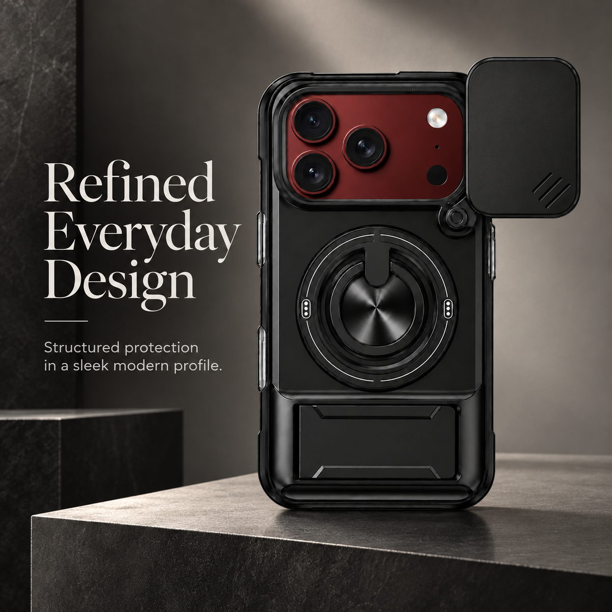 Premium iPhone Case Heavy Duty Rugged Armor Magnetic Ring Stand Slide Camera Protection Foldable Stand Cover Shockproof Tough Durable Protective Phone Case