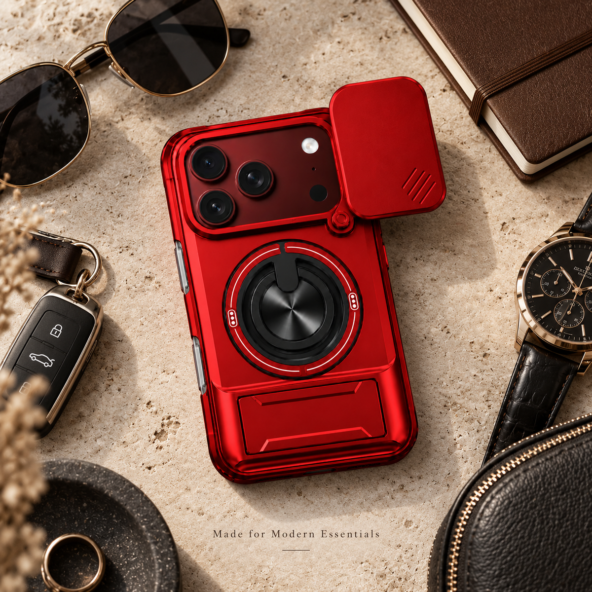 Premium iPhone Case Heavy Duty Rugged Armor Magnetic Ring Stand Slide Camera Protection Foldable Stand Cover Shockproof Tough Durable Protective Phone Case