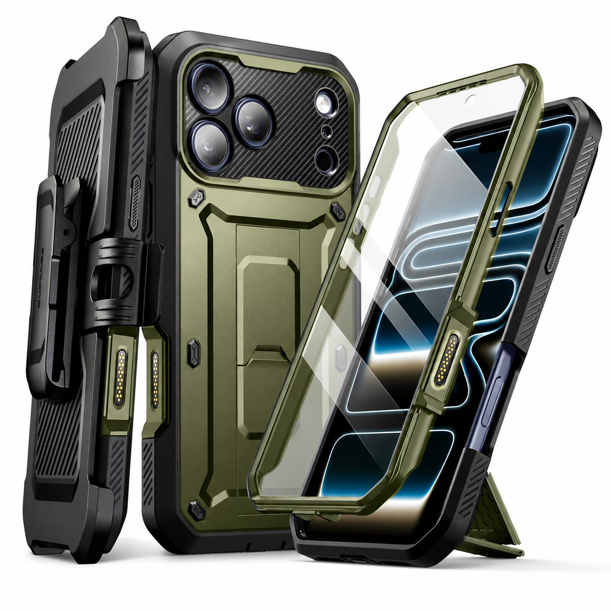 Premium iPhone Case Heavy Duty Rugged Shockproof PC TPU Full Body Protective Cover Built In Screen Protector Reinforced Bumper Tough Armor Case
