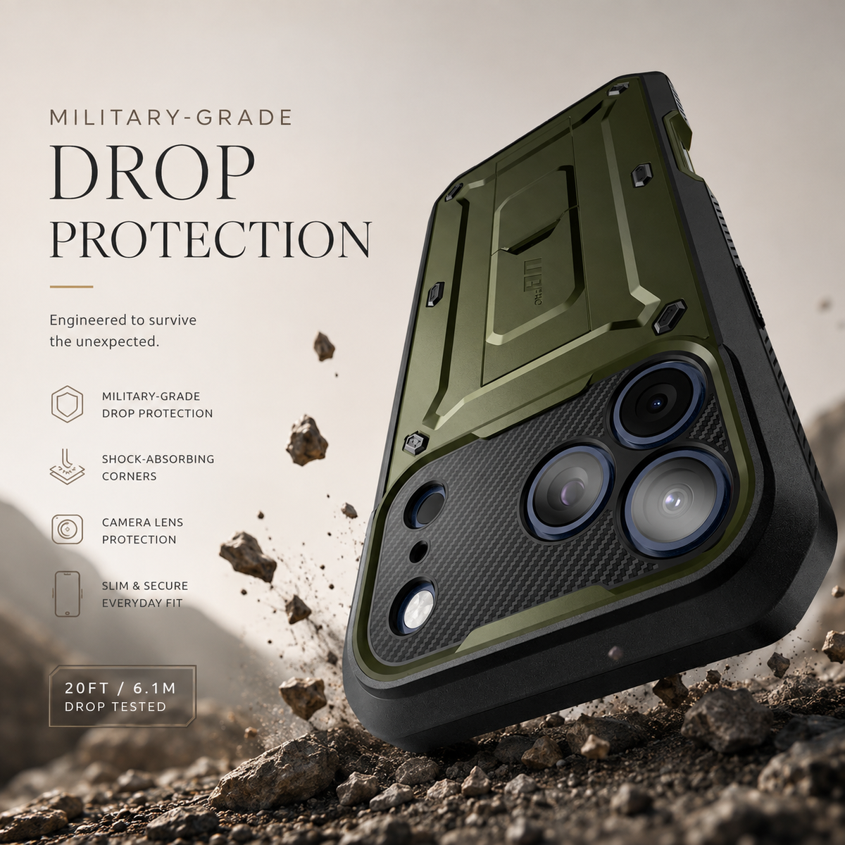 Premium iPhone Case Heavy Duty Rugged Shockproof PC TPU Full Body Protective Cover Built In Screen Protector Reinforced Bumper Tough Armor Case