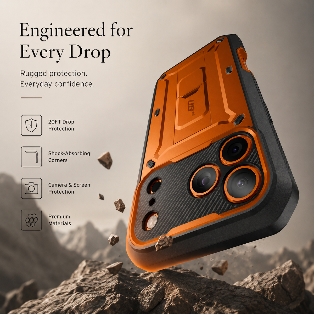 Premium iPhone Case Heavy Duty Rugged Shockproof PC TPU Full Body Protective Cover Built In Screen Protector Reinforced Bumper Tough Armor Case