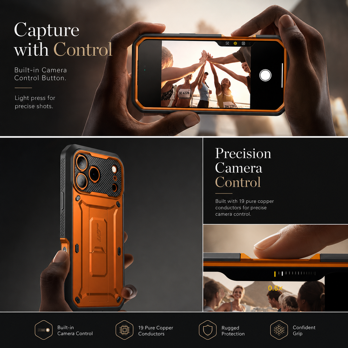 Premium iPhone Case Heavy Duty Rugged Shockproof PC TPU Full Body Protective Cover Built In Screen Protector Reinforced Bumper Tough Armor Case