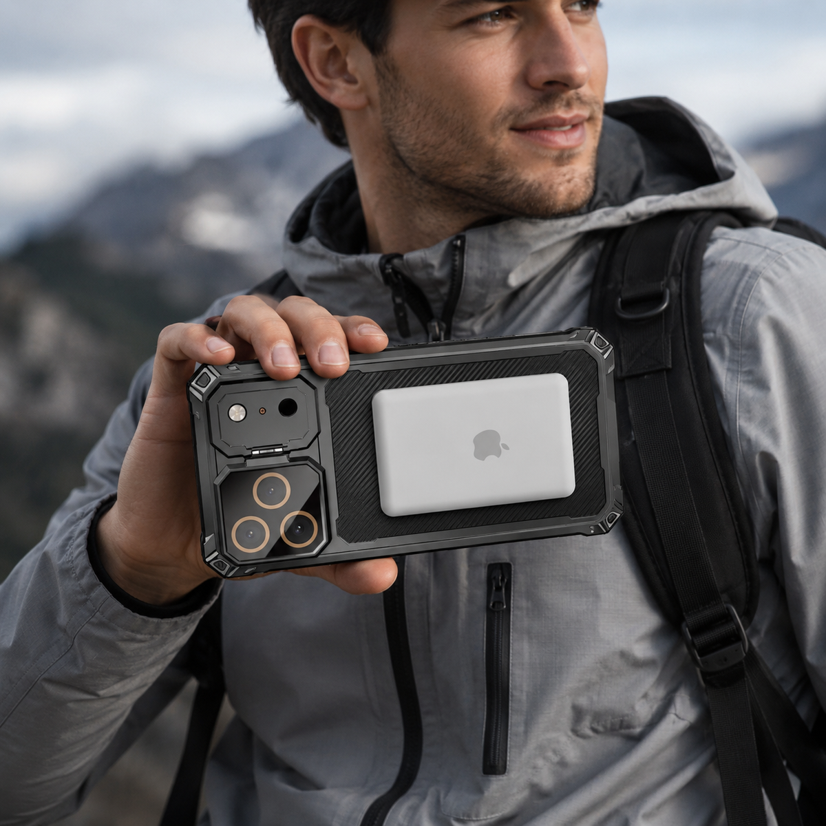 Premium iPhone Case Heavy Duty Shockproof Aluminum Armor Magnetic Ring Stand Tempered Glass Screen Camera Lens Protector Full Coverage Rugged Bumper