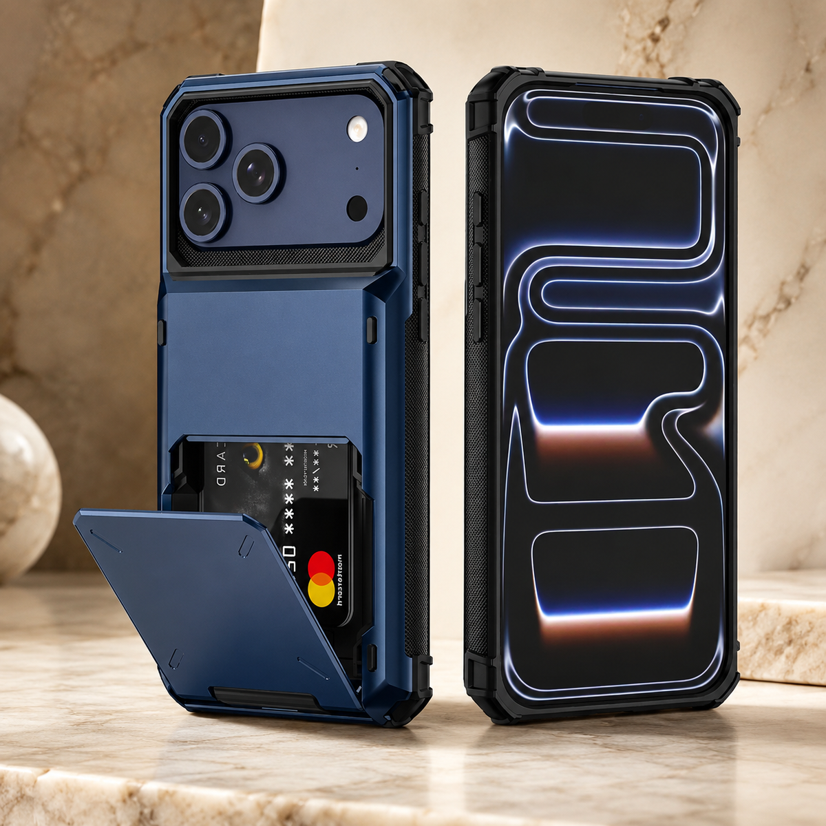 Premium iPhone Case Heavy Duty Wallet Card Holder Hidden Flip Slot Shockproof Dual Layer Hard Back Anti Scratch Anti Fingerprint Protective Armor Cover