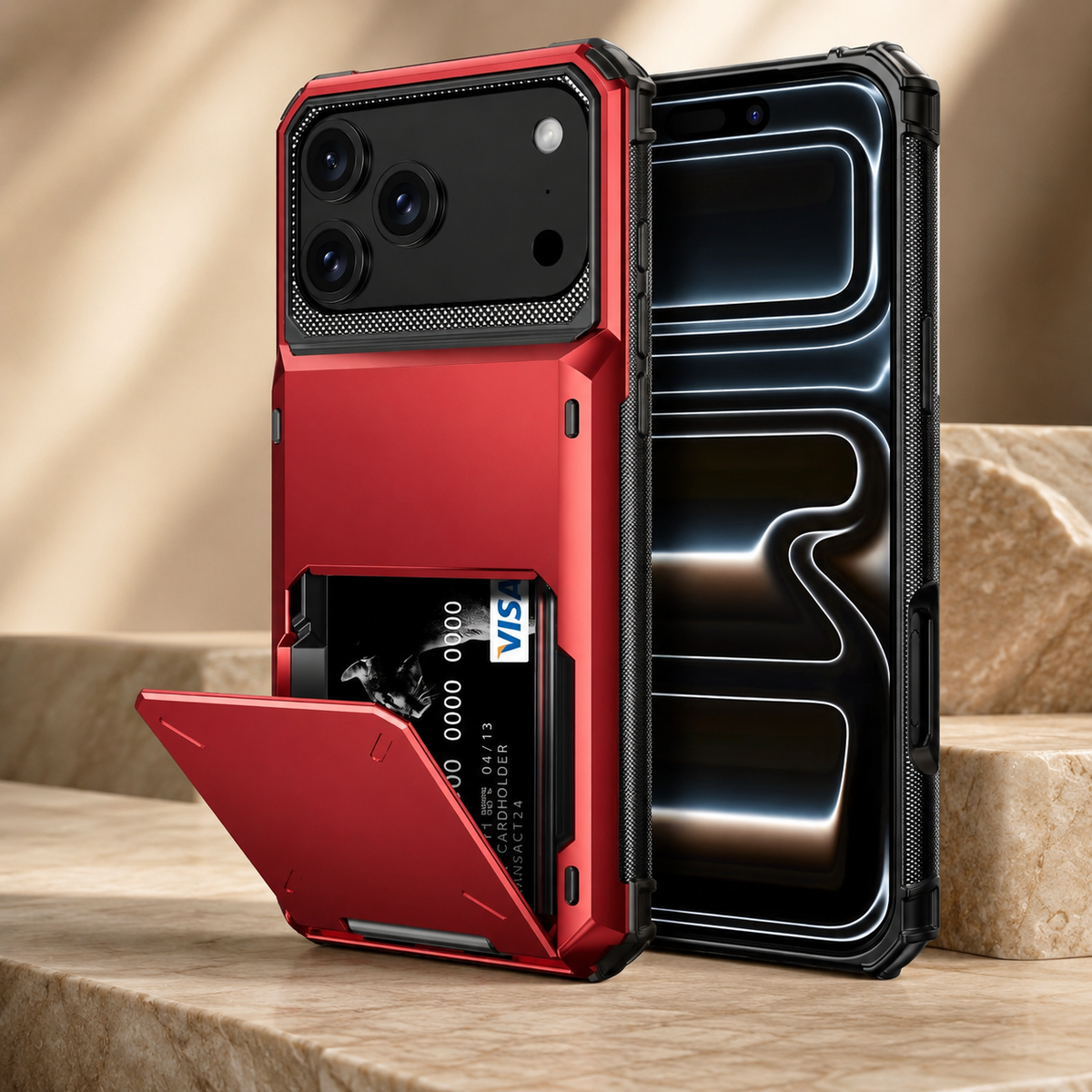 Premium iPhone Case Heavy Duty Wallet Card Holder Hidden Flip Slot Shockproof Dual Layer Hard Back Anti Scratch Anti Fingerprint Protective Armor Cover