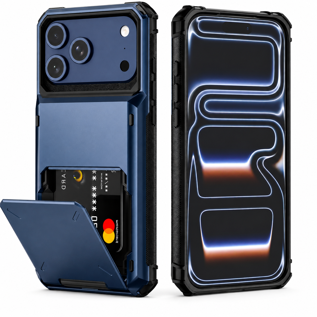 Premium iPhone Case Heavy Duty Wallet Card Holder Hidden Flip Slot Shockproof Dual Layer Hard Back Anti Scratch Anti Fingerprint Protective Armor Cover