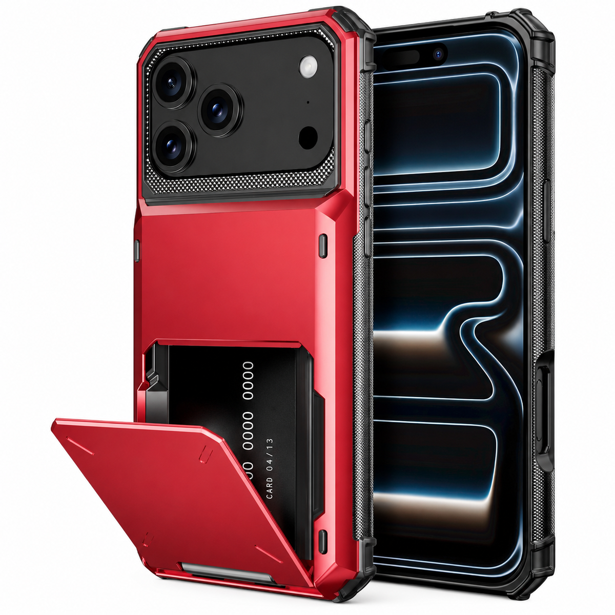 Premium iPhone Case Heavy Duty Wallet Card Holder Hidden Flip Slot Shockproof Dual Layer Hard Back Anti Scratch Anti Fingerprint Protective Armor Cover